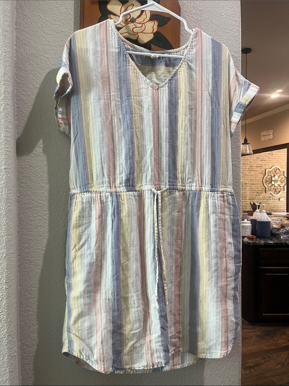 a.n.a Pastel Multi-Stripe V-Neck Casual Dress